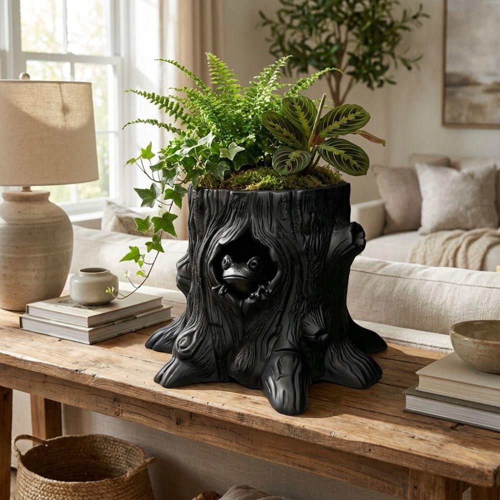 Decorative Frog Shaped Flowerpot 3D Printed Stump Potted Plant Pen Holder Desktop Organizer