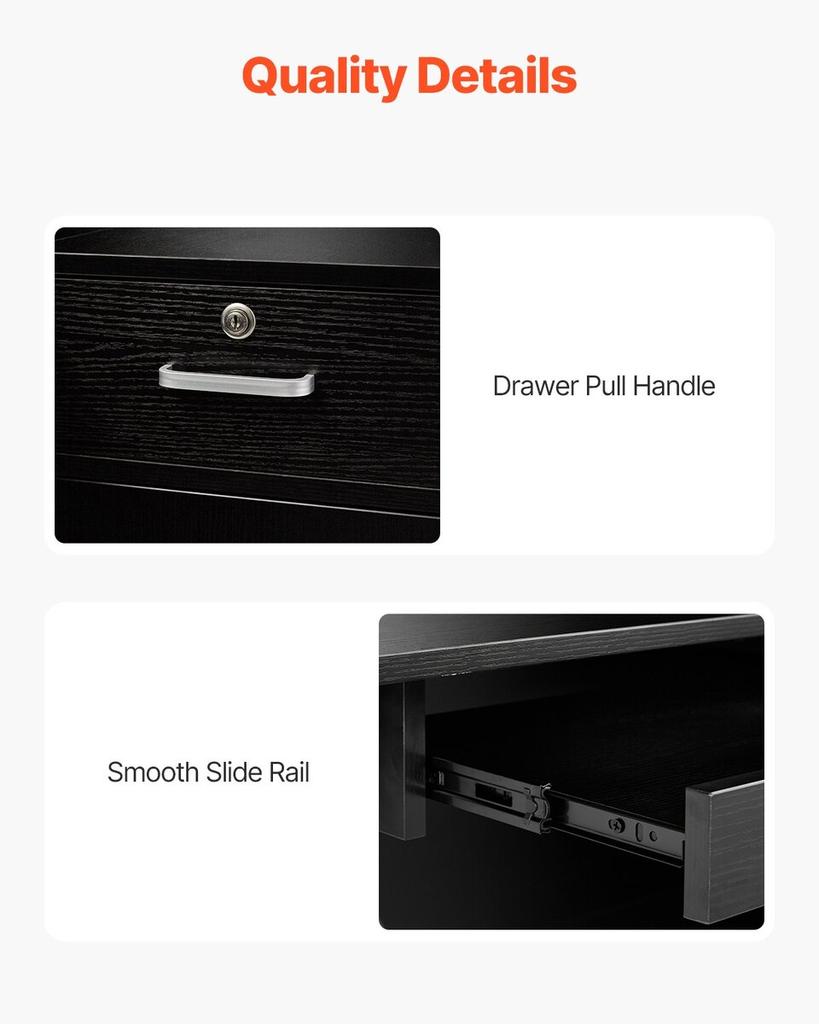 Reception Desk, 55.12 x 31.50 x 47.24 in L-Shaped Front Counter Table, Office Reception Counter with Drawer Keyboard Tray and Storage Cabinet, for