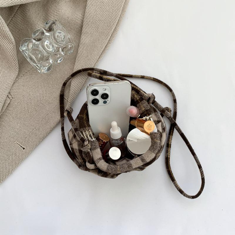 Geantă de umăr crossbody din lână carouri feminină mică și rafinată premium nouă toamnă