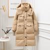 Down jacket women's winter 2024 new medium and long thickened white duck down knee jacket
