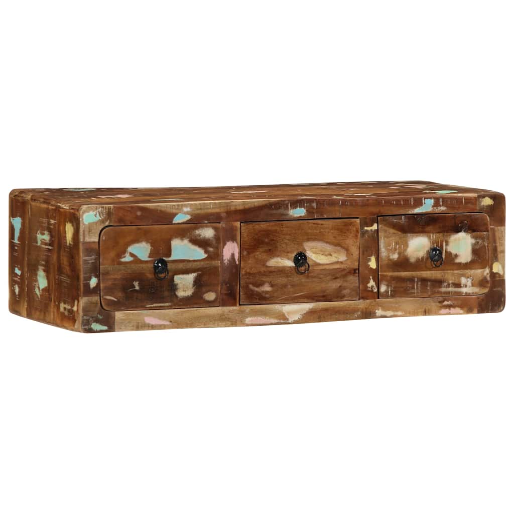 Wall Mounted TV Cabinet 100 X 32 X 25 Cm Reclaimed Solid Wood