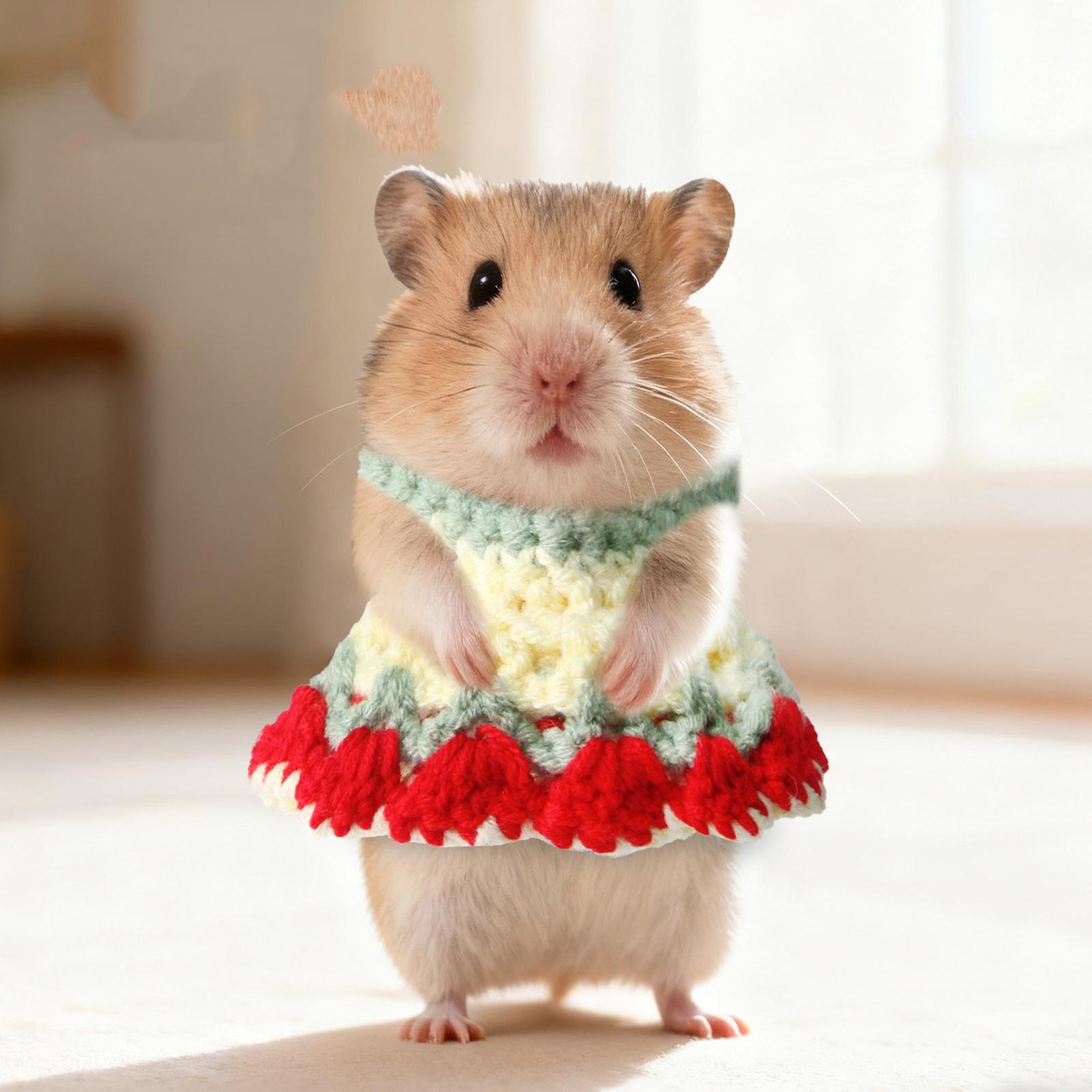 

Small Pet Knitted Dress Warm Winter Clothes for Hamster Syrian Hamster Pet Supplies one size красный