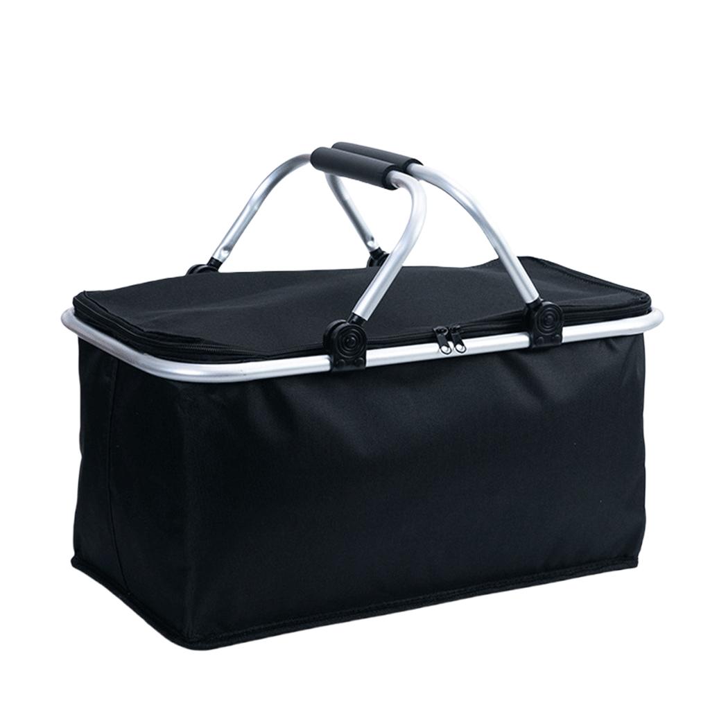 Insulated Folding Picnic Basket 30L Large Capacity with Padded Handles Portable Bag for Outdoor Travel/Camping/Shopping