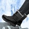 Winter Boots for Men Outdoor Warm Fleece Lined Waterproof High Top Fur Boots Non Slip Snow Boots Hiking Boots Pig Skin Camping Plus Size Work Boots