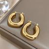 Chunky Chubby Stainless Steel Earrings for Women Simple Fashion Punk Gold Plated U-Shaped Hoop Earrings Waterproof Jewelry