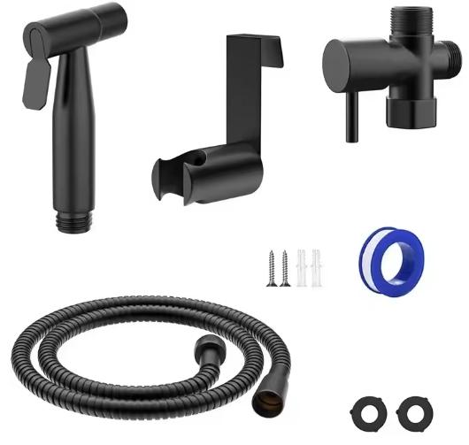 Kit Ensemble Douchette Bidon Bidet Manuel pour Toilettes Acier Inoxydable Robinet Bidet Manuel pour Salle de Bain Douchette à Main