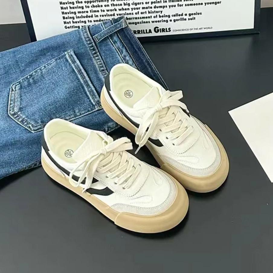 6 platform shoes women's versatile spring new niche casual student round head white shoes