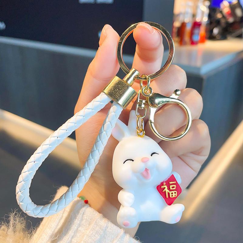 Charming Resin Rabbit Keychain Whimsical Cartoon Design Ideal For Birthdays Parties