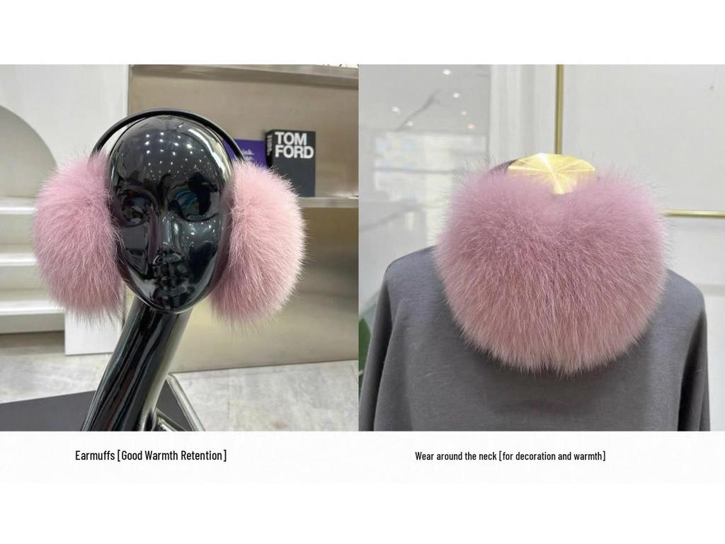 Women's Korean Style Winter Cycling Earmuffs - XL Real Fox Fur, Anti-Freeze, Cold-Proof Ear Protection Trend.