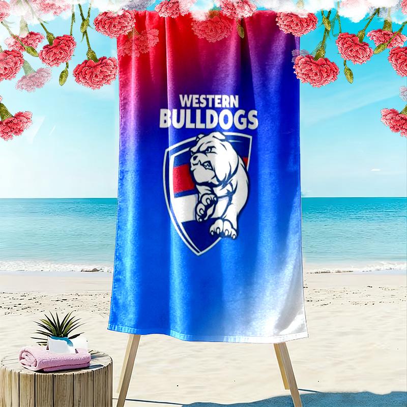 Western Bulldogs Print Beach Towel, Large Soft Quick Dry Towel for Beach Camping Swimming