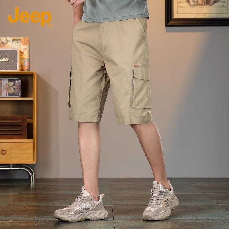Jeep Men's 100% Cotton Casual Workwear Mid-Length Shorts