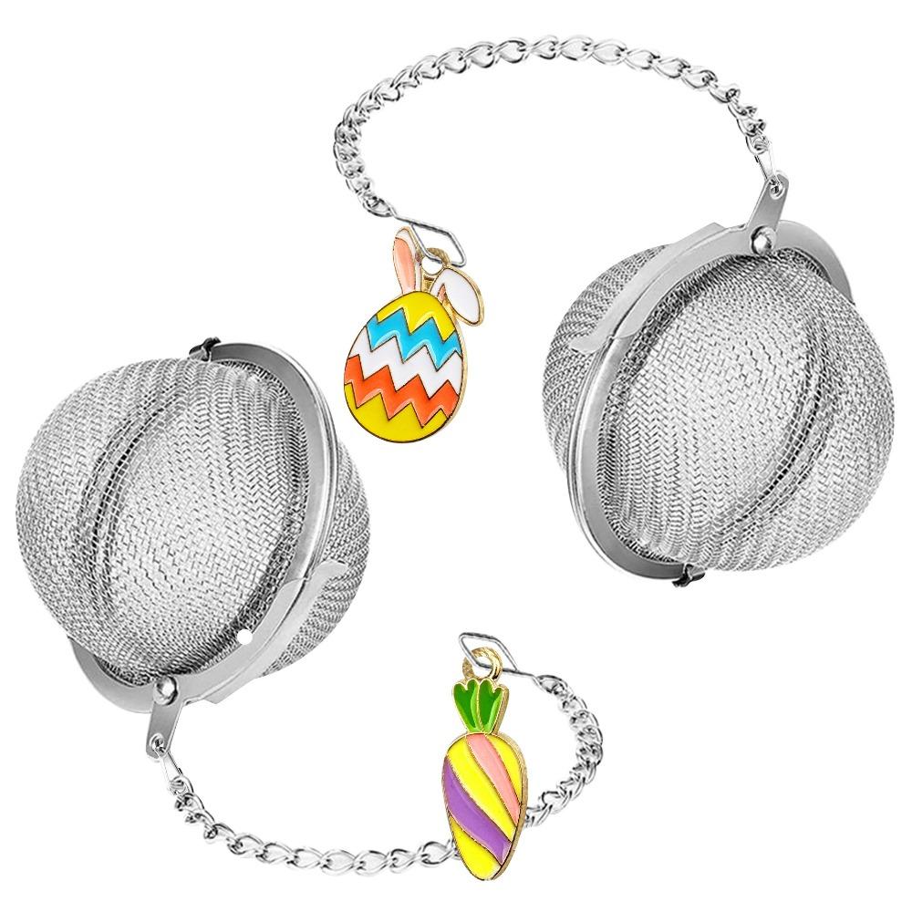 

2PCS with Decorative Pendant Tea Filter Ball Fine Mesh Spice Ball Tea Strainer Cooking Style F