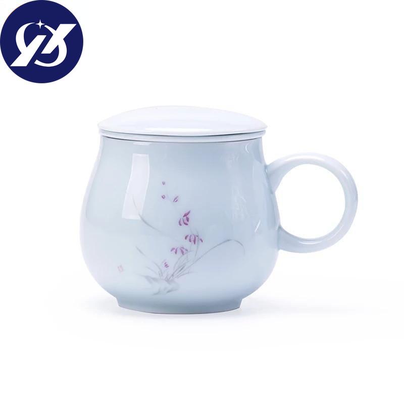 Keramisk tekopp med lokk og filter Kontorvannkopp Hjem Drikkevarer 340ML