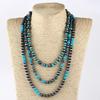 European and American Tribal Style Metal Feeling Navajo Pearl Beaded Men's and Women's Retro Multi-layer Chain Sweater Chain Necklace