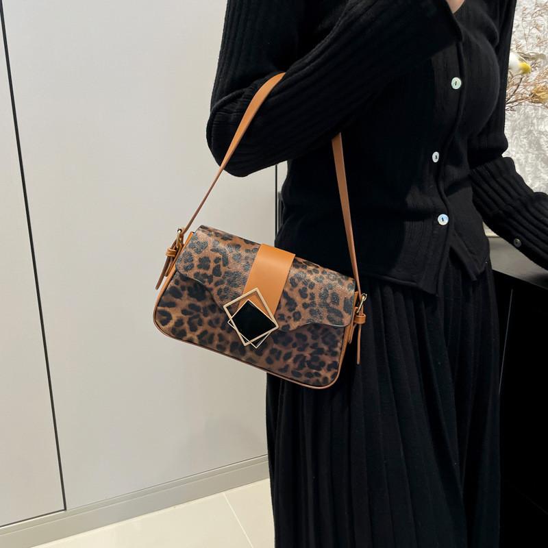 Fashionable Pu Leopard Print Handbag For Women In Elegant Black White Khaki Brown Shades