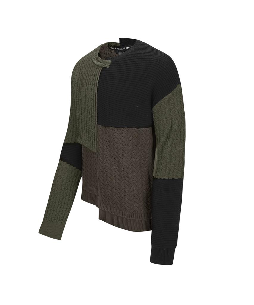 ADSB ANDERSSON BELL Patchwork Asymmetric Crewneck Sweater Atb1330M(Multi)