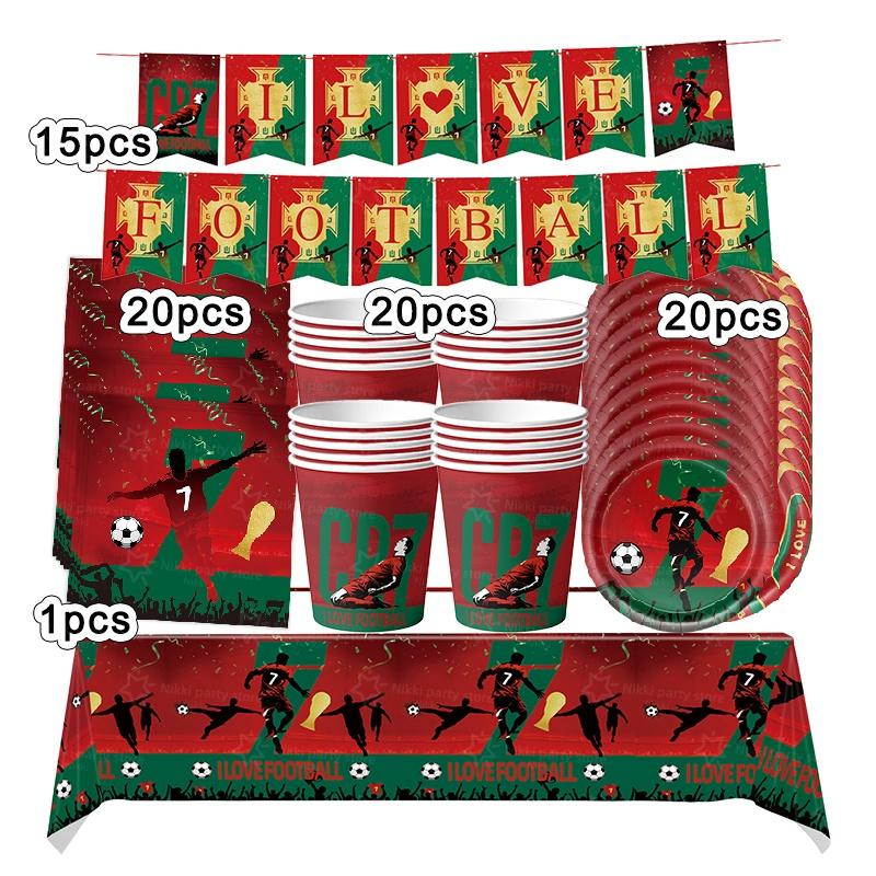 New CR7 Birthday Decoration Soccer Superstar Party Supplies Football Party Favors Tablecloth Plate Paper Cup Backdrop