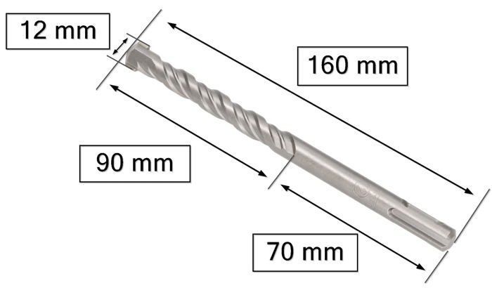 Foret SDS+ - KOTARBAU - 12 x 160 mm - Alliage métallique - Acier trempé - Fixation SDS+