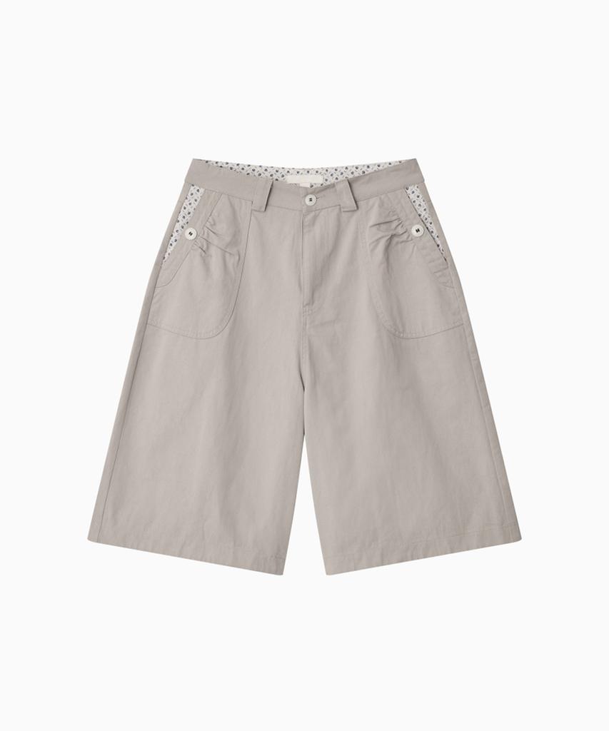 Ohesio Shirring Pocket Bermuda Pants, Beige