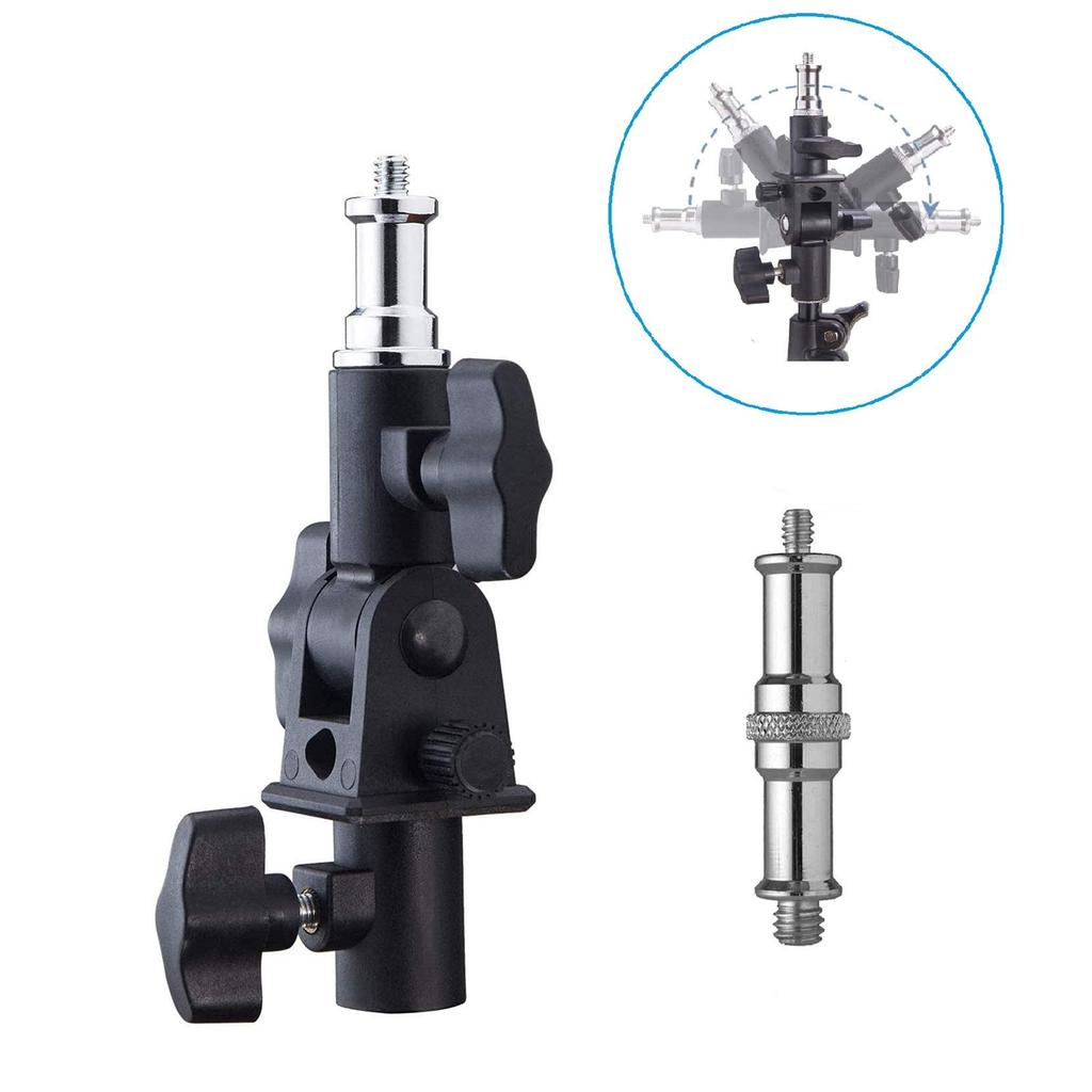 Selens Strobe Screw Compatible with Light Bracket, 180° Rotatable, 1/4-3/8" Adapter, Umbrellas, Stands, Flashes, Softboxes, etc.