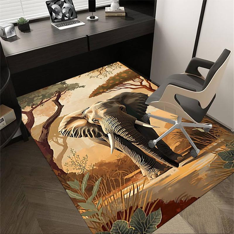 

1PC African elephant savannah Non-Slip Floor Carpet Compatible for Office&Living Room&Bedroom&Dining room - Flat - Weave Machine-S0349 60cm by 90cm