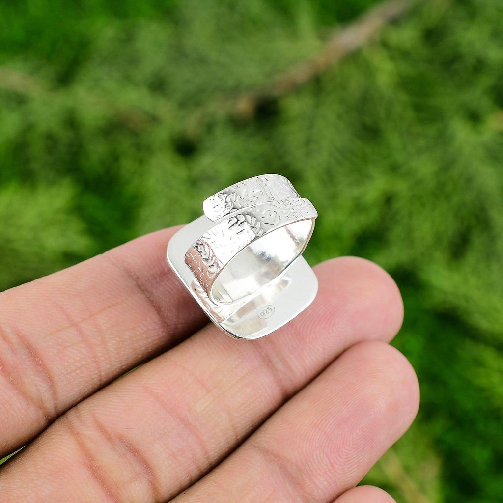 925 Sterling Silver Abalone Shell Stone Wedding Promise Statement Ring Jewelry