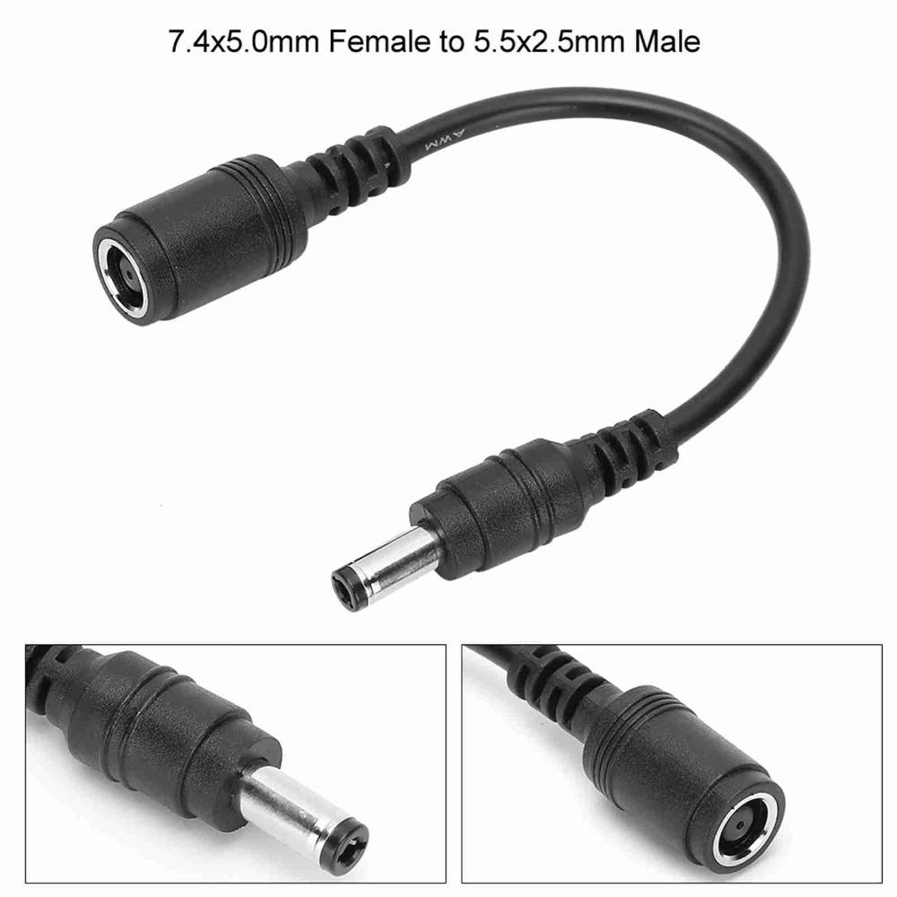 2PCS 7.4x5.0mm Female DC Power Charger Adapter Black Connector Wire for for HP Laptop Office