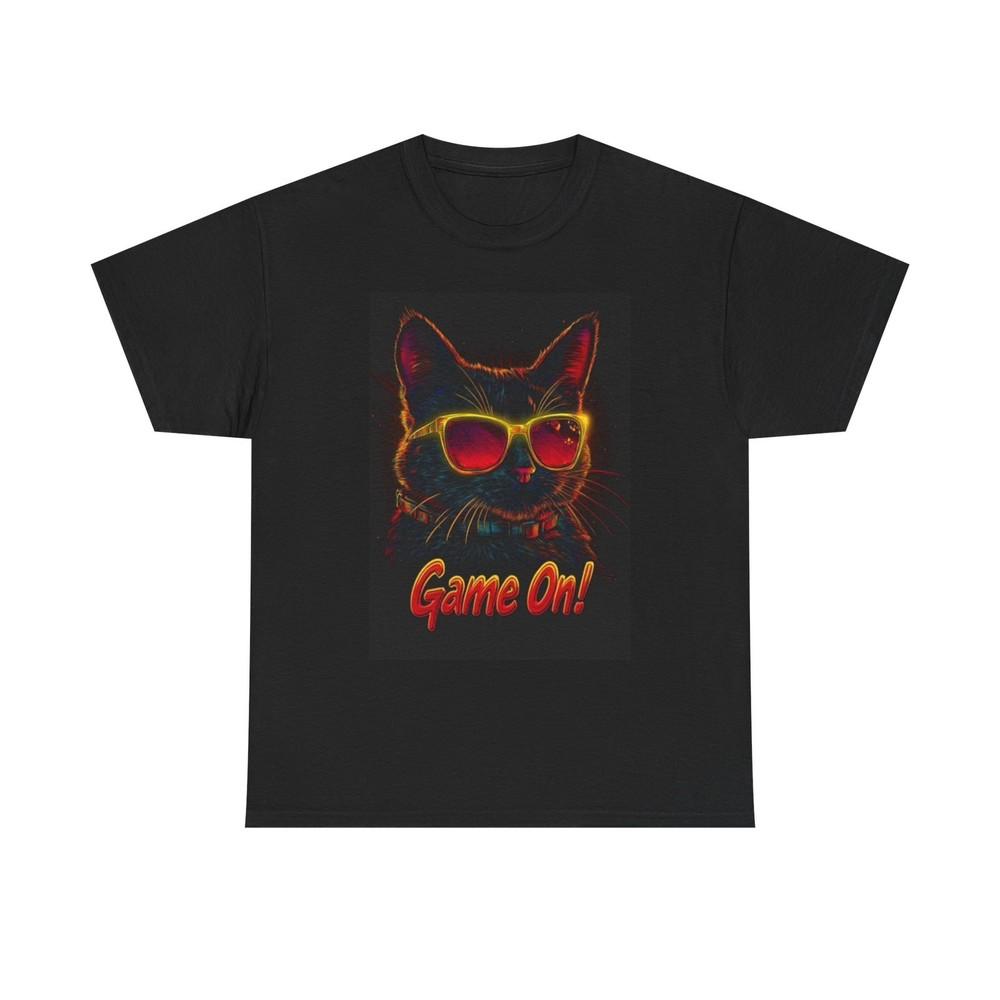 

Game On T Shirt Funny Cat Graphic Kittens Funny Unisex Heavy Cotton Tee S
