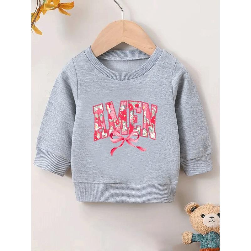 Kids Sweatshirt ,Cute Floral Print Pattern Girls' Spring And Autumn, Round Neck Sweatshirt ,Comfortable And Easy Design Outdoor Wear Preferred