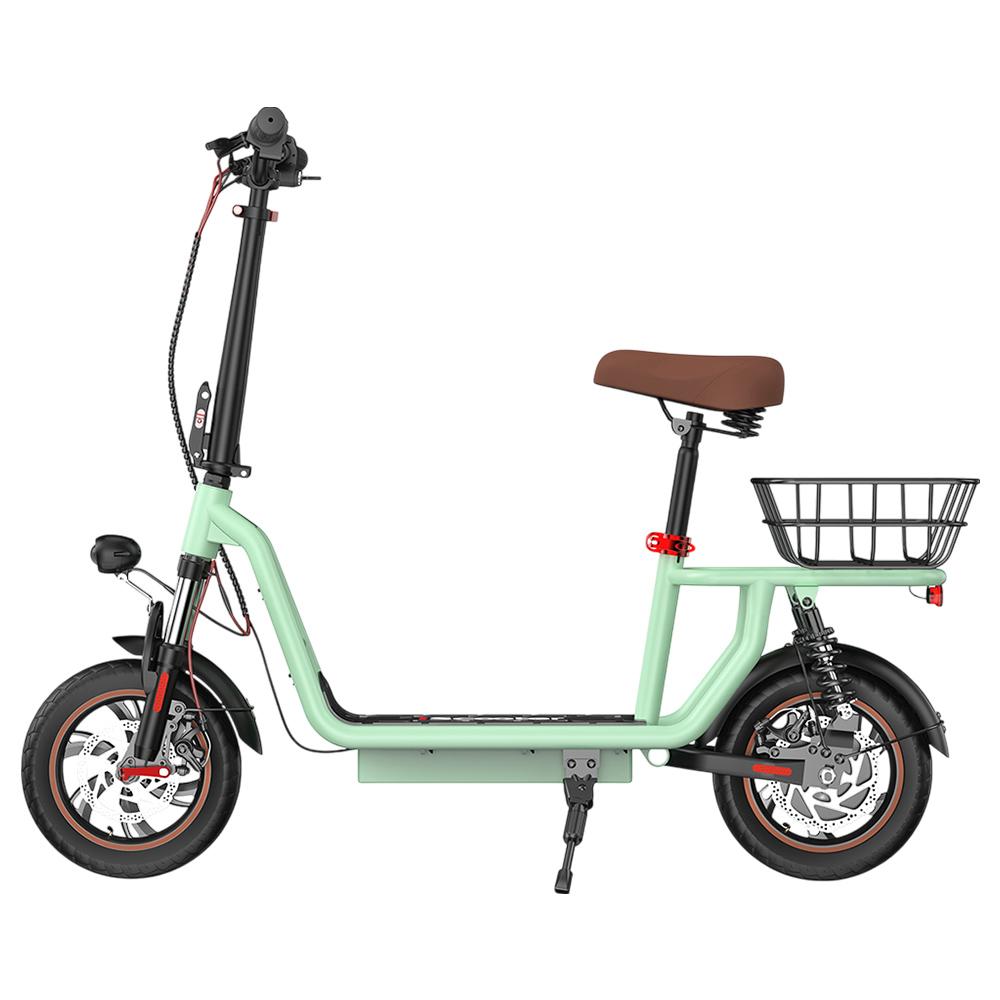 iScooter i12 Electric Scooter with Seat & Rear Basket, 500W Motor, 36V 7.5Ah Battery, 12-inch Pneumatic Tire