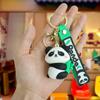Whimsical Panda Cartoon Keychain Creative Rubber Charm For Backpack Or Keys Car
