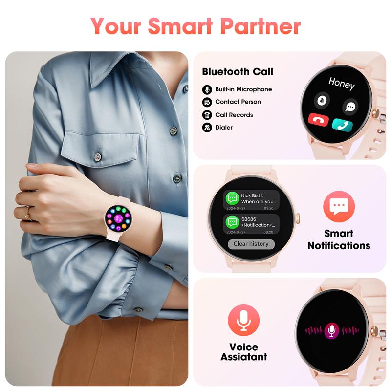 2024 Women Smartwatch Bluetooth Call 1.39 Inches Touch Screen Smart Watches for Men Health Monitoring IP67 Waterproof Fitness