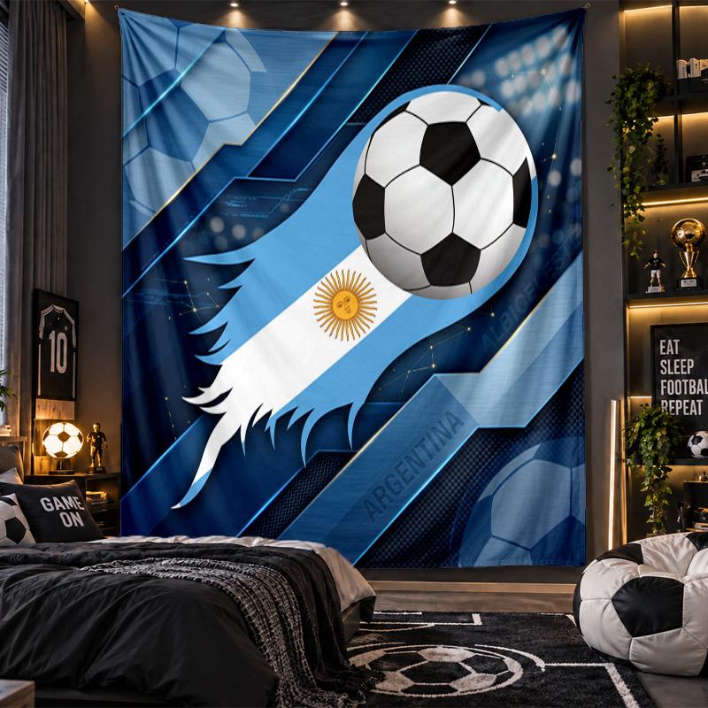 Tapisserie murale Imprimé Football Argentine Tissu pour Salon Chambre Décoration de Maison
