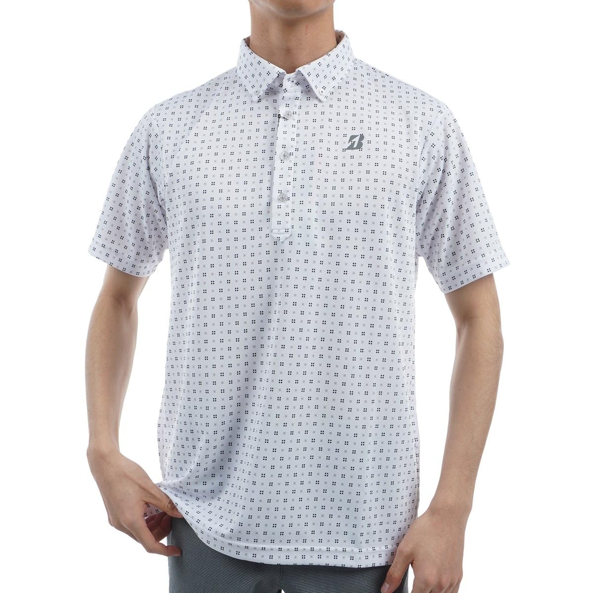 

Bridgestone Golf AGM07A Men s Short Sleeve Button-Down Golf Shirt, White