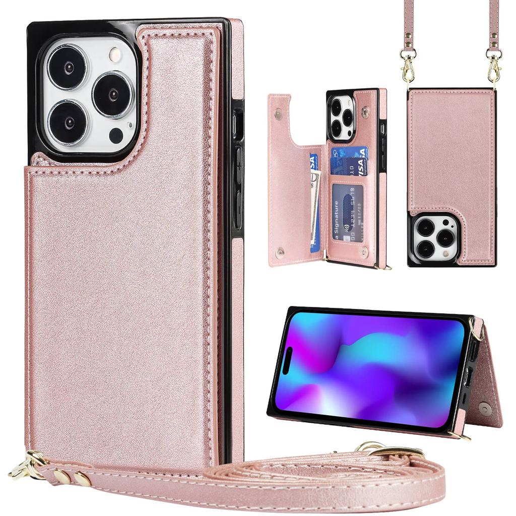Crossbody Wallet Case for iPhone 14 13 12 11 Pro Max 13 Mini SE 2026 X XS Max XR with Card Slot Holder, Magnetic Flip Folio Case
