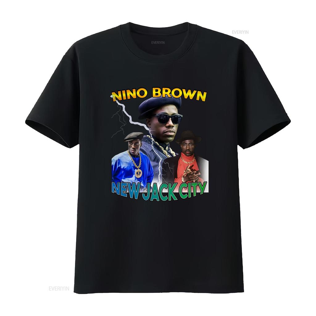 Vintage 90s Hip Hop Nino Brown New Jack City Print Casual Streetwear T Shirt Vintage Washed Versatile Soft Comfortable Stylish