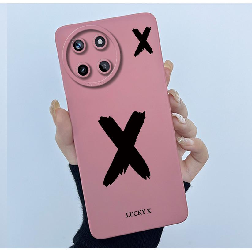 For Realme 11 4G Case Cover Lucky Initial Letter Shockproof Silicone Soft Matte Phone Bumper for Oppo Realme11 4G RMX3636 Casing
