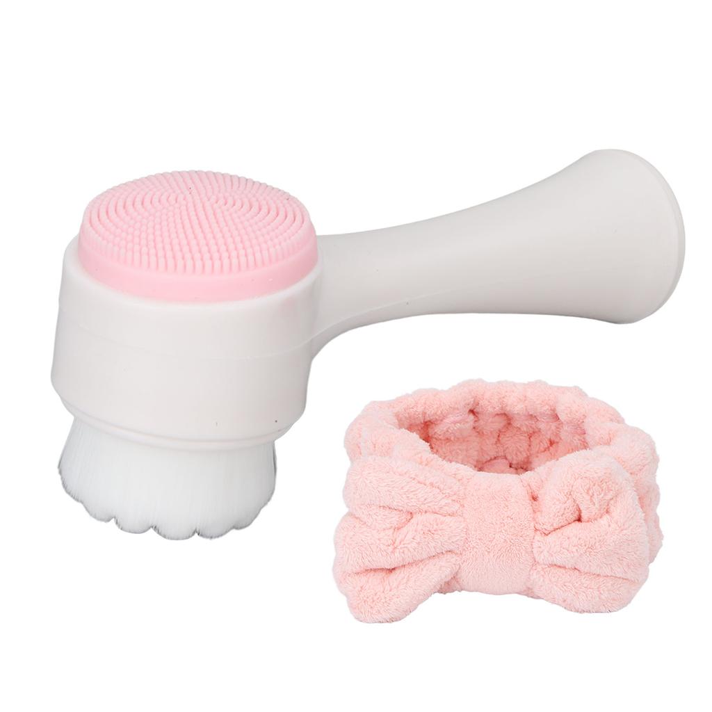 Handheld Facial Cleaning Brush Blackhead Removal Exfoliating Brush with Hair Band