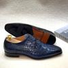 High-End Men's Genuine Derby Shoes Lace-Up Cowhide Crocodile Pattern Oxford Office Formal Wedding Party Shoes