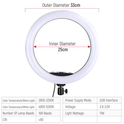 Luz de Anillo de 13 Pulgadas 33cm Luz de Anillo para Selfies con Mini Trípode de Escritorio Soportes para Teléfono Anillo de Luz LED para Fotografía YouTube TikTok