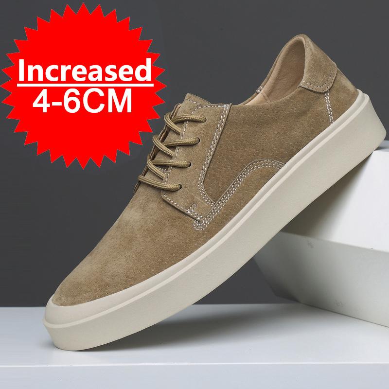 Mode Neue Herren Mattleder Khaki Lässige Business Büro Oxfords Formell Erhöhte Höhe 6cm Schuhe für Herren Dickbesohlte Freizeitschuhe
