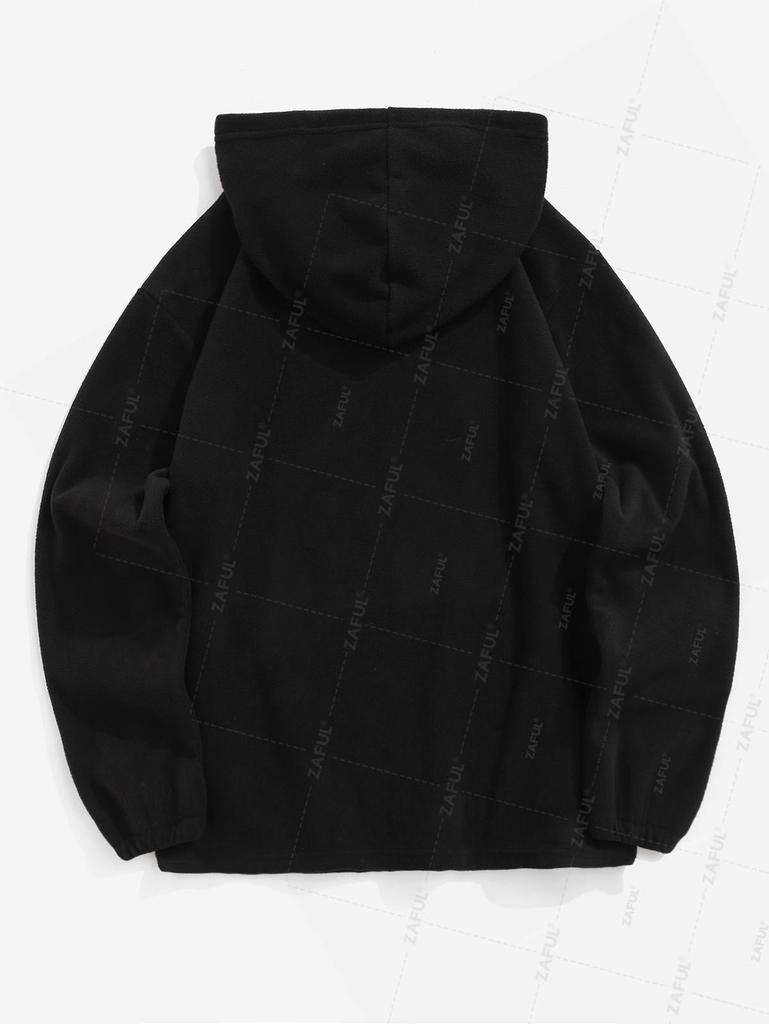 ZAFUL Women's Vintage Polar Fleece Letter Mountain Embroidered Quarter Zip Hoodie