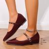 Women's French Style Mary Jane Shoes Female Soft Leather Ballet Shoes Women Flat Single Shoes Comfortable Slip-On Dressy Shoes