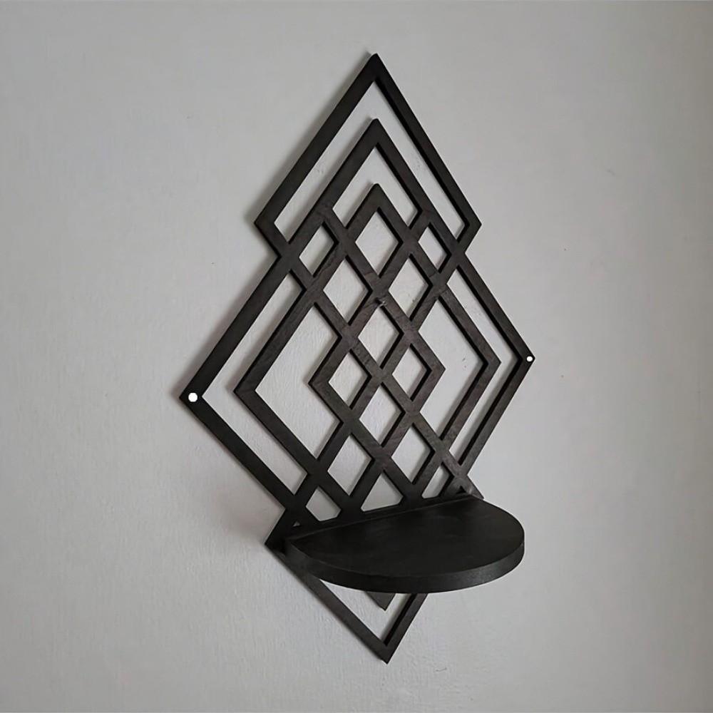 Wooden Wall Mounted Decorative Shelf Geometric Wall Storage Rack Wall Art Wall Decor Entryway