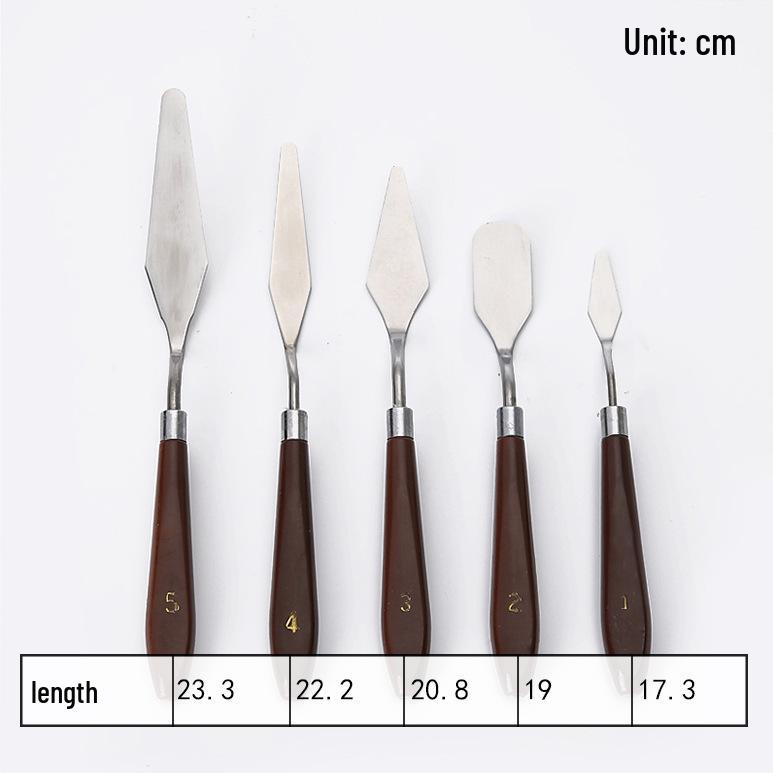 5dílná sada plastových malířských špachtlí pro míchání olejových, akvarelových a akrylových barev