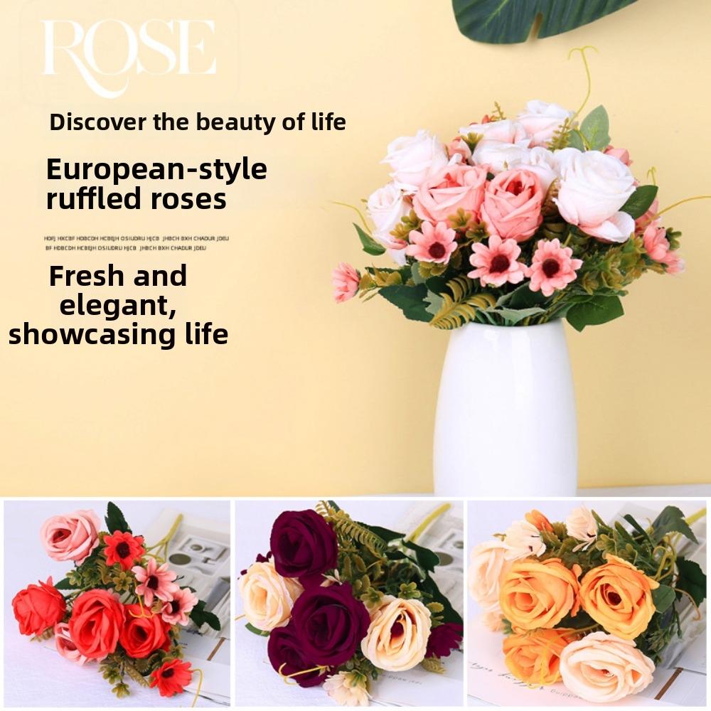 Rosa Riccia Simulato 5 Teste Fiori Finti per Matrimonio Nuovo Arredamento Casa Bouquet Arredamento Casa