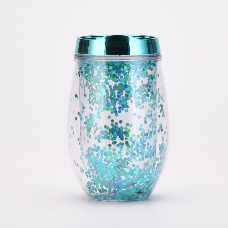 Kelímek ve tvaru U s vaječnou skořápkou 10 oz Kreativní dvouvrstvý třpytivý kelímek na vodu Vaječný izolační kelímek