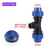 Conector Rápido para Tubería de PE de 20/25/32 mm Rosca Macho de 1/2" 3/4" 1" Codo en T Junta de Reparación Riego de Jardín Suministro de Agua para Tierras de Cultivo 1/5 Piezas