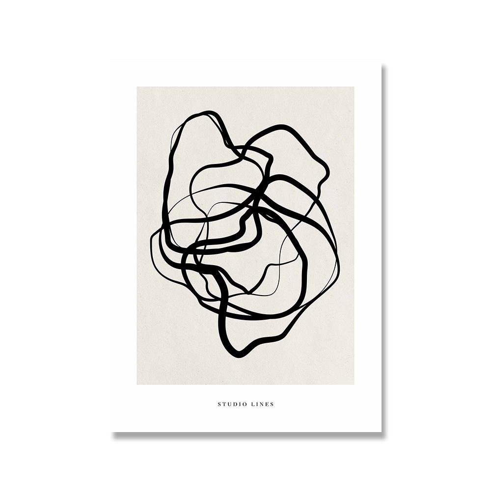 Abstrakte Linie Gesicht Galerie Kunst Poster Beige Schwarz Leinwand Malerei Trendy Boho Bilder Zimmer Wand Dekor Innen Wohndekoration