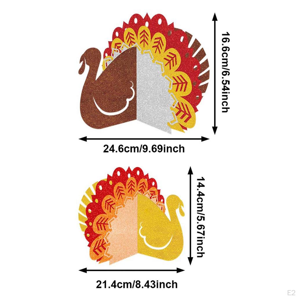 2 Stück Thanksgiving Glitzer Truthahn Tischdekorationen,Dank sagen,Herbst Mittelstück,Truthahn Schild für